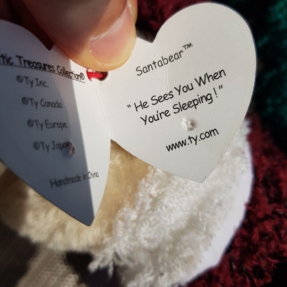 Ty Beanie Babies 2001 HOLIDAY TEDDY Green & 2000 Christmas Red Santa 8" Plush - Picture 8 of 15